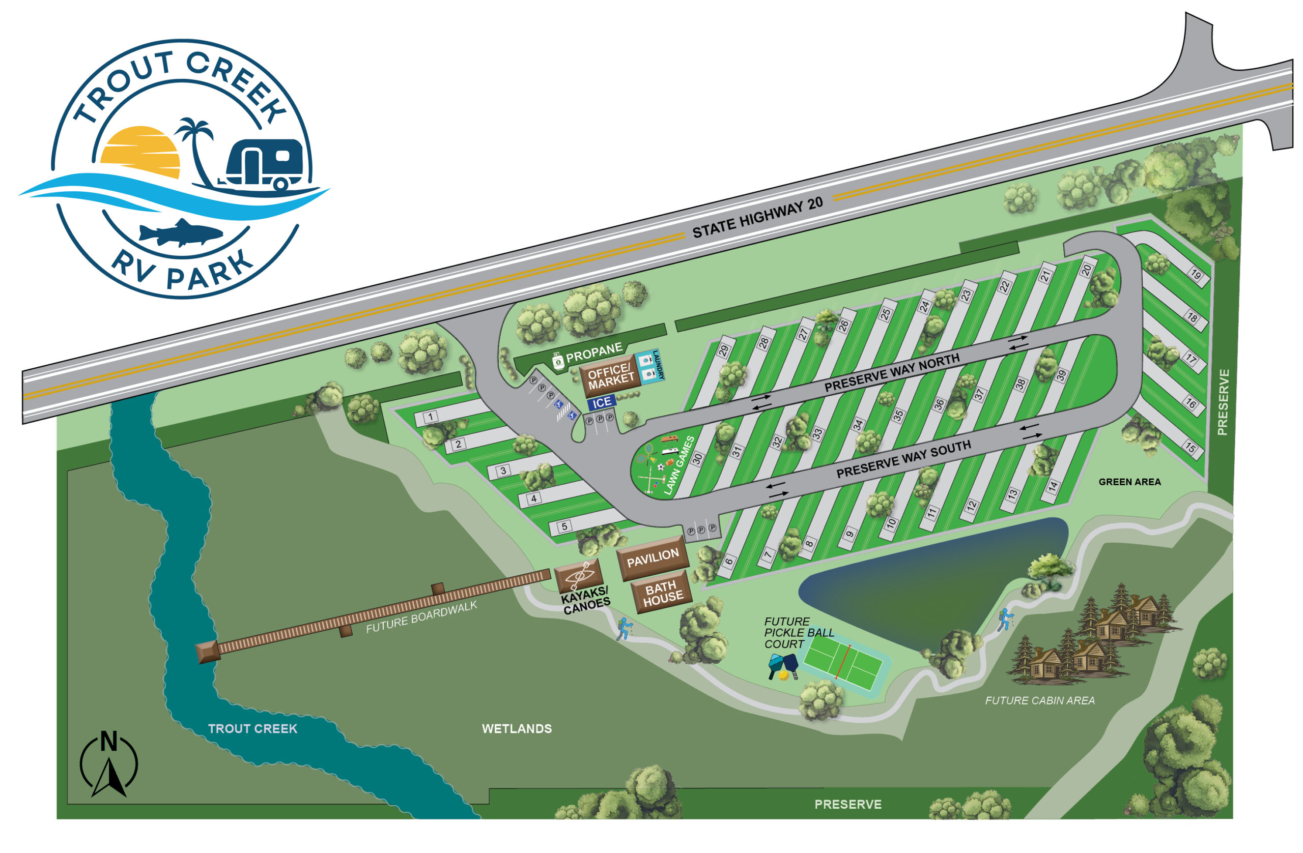 rv park map at trout creek fl
